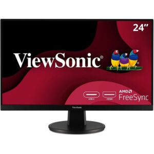 ViewSonic VA2447-MHU 24 Inch Full HD 1080p USB C Monitor with Ultra-Thin Bezel, Adaptive Sync, 75Hz, Eye Care, 15W Charging, HDMI, and VGA Inputs for Home and Office